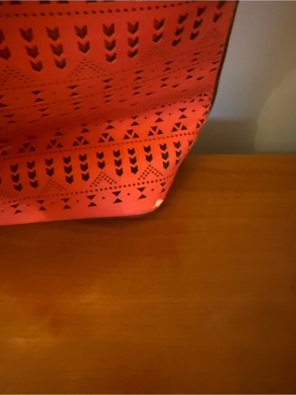 GUESS Coral-Red Laser Cut Tote
